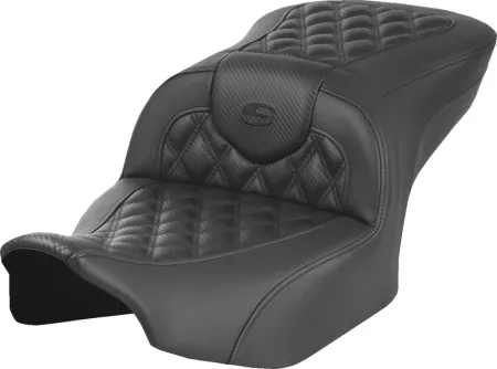 Saddlemen Lattice Stitched Heated Carbon Fiber Roadsofa Seat For Harley Davidson 2023-2025 FLHX Street Glide & FLTR Road Glide Models (823-07-206A0)