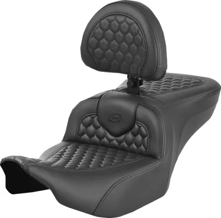 Saddlemen Honeycomb Heated Roadsofa Seat With Drivers Backrest For Harley Davidson 2023-2025 Touring FLHX Street Glide & FLTR Road Glide Models (823-07-189C0)