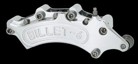 Harrison Billet 6 Piston Front Left Brake Caliper In Polished Or Black Finish For Harley Davidson 1976-1983 FL Models
