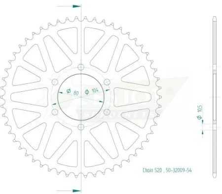 Esjot STANDARD SPROCKET REAR 520 (50-32009-54)