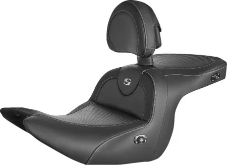 Saddlemen Roadsofa Carbon Fiber Heated Seat With Drivers Backrest For Honda 2018-2025 GL1800 Tour Models (H18-07-185BRHCT)
