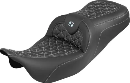 Saddlemen Standard Reach Tri Gripper Roadsofa Seat With Silver Stitching Without Drivers Backrest For Harley Davidson 2008-2024 FLHR, FLHT, FLHX & FLTR Touring Models (Does Not Fit 2023-2024 CVO Models) (808-07B-21005)