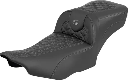 Saddlemen Extended Reach Tri-Gripper RoadSofa Seat With Grey Stitching Without Drivers Backrest For Harley Davidson 2024-2026 Road Glide/Street Glide & 2023-2026 CVO Road Glide/Street Glide Models (823-07-21102)