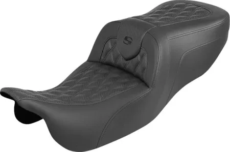 Saddlemen Carbon Fiber Lattice Stitched Roadsofa Seat With Black Stitching Without Backrest For Harley Davidson 2015-2025 Freewheeler & Road Glide 3 Models (815-07-20600)