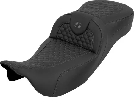 Saddlemen Extended Reach Dragon Stitched Roadsofa Seat With Grey Stitching Without Drivers Backrest For Harley Davidson 2008-2024 FLHR, FLHT, FLHX & FLTR Touring Models (Does Not Fit 2023-2024 CVO Models) (808-07B-20902)