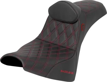 Saddlemen Pro Series SDC Performance Grip Seat With Red Stitching With Drivers Lumbar Rest For Harley Davidson 2018-2026 Softail Street Bob FXBB/S & Standard FXST Models (SC81830DB4)
