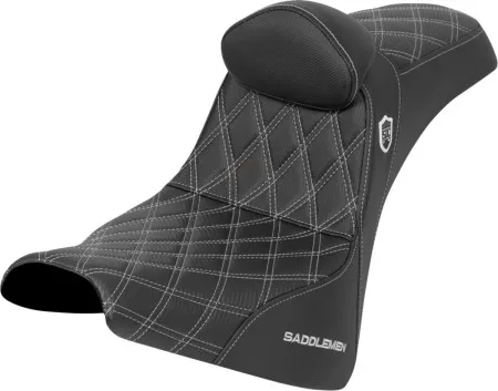 Saddlemen Pro Series SDC Performance Grip Seat With Silver Stitching With Drivers Lumbar Rest For Harley Davidson 2018-2026 Softail Street Bob FXBB/S & Standard FXST Models (SC81830DB5)