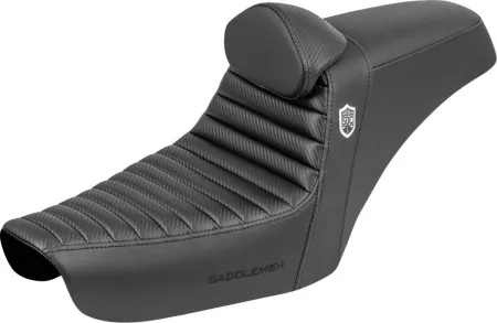 Saddlemen Pro Series SDC Tuck N Roll Step-Up Seat With Drivers Lumbar Rest For Harley Davidson 1996-2003 FXD Dyna Models (SC89604TB)
