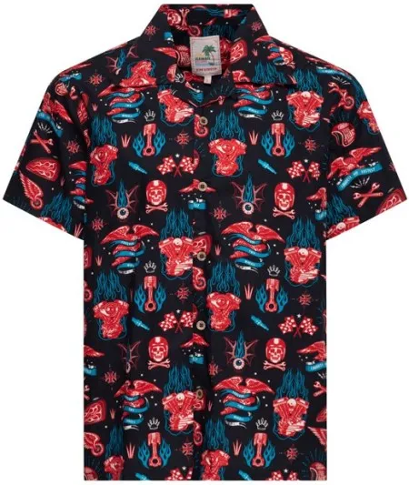 King Kerosin Kustom Kulture Hawaii Shirt Black (ARM512127)