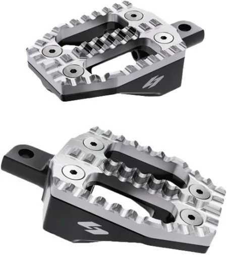Kraus EXO Passenger Foot Peg Set In Machined Aluminium Bite Plate Top / Black Anodised Aluminum Base For Harley Davidson 2018-2026 M8 Softail Models (SF-FC-41AM-B)