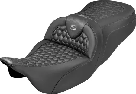 Saddlemen Extended Reach Honeycomb Roadsofa Seat With Grey Stitching Without Drivers Backrest For Harley Davidson 2008-2024 FLHR, FLHT, FLHX & FLTR Touring Models (Does Not Fit 2023-2024 CVO Models) (808-07B-19002)