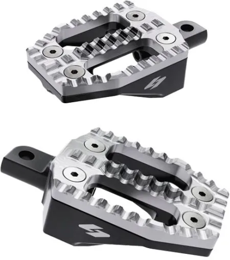 Kraus EXO Foot Peg Set With Machined Bite Plate Top / Black Anodised Aluminum Base For Harley Davidson Models With Male Mounts (UN-FC-41AM-B)