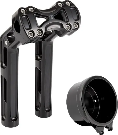 Arlen Ness 10 Inch Rise Method Wayback Risers In Black With 4 Inch Round Gauge For Harley Davidson Softail Models (520-073)