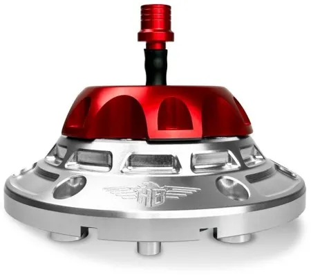 Heinz Bikes Performance Vented Gas Cap Set In Silver & Red For Harley Davidson 2024-2026 Touring Models (HB-PVGC-T25-SR)