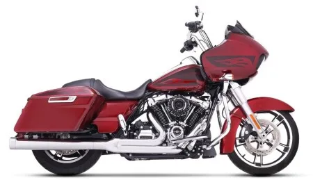Rinehart 2 Into 1 Full Exhaust System In Chrome With Chrome End Caps For Harley Davidson 2017-2026 Touring Models (200-0106C)