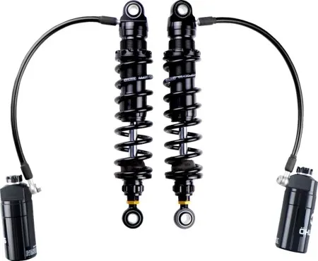 Ohlins STX 36 Blackline 13 Inch Shocks With Black Reservoir For Harley Davidson 2014-2026 Touring Models (HD 051)