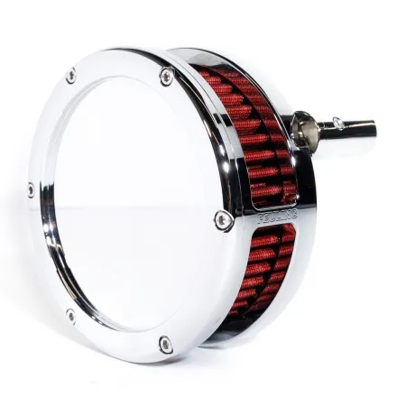 Feuling BA Solid Cover Slim Air Cleaner Kit In Chrome With Red Filter For Harley Davidson 1999-2017 Twin Cam Models (Exc. E-Throttle & 99-01 FLT) (5447-S)