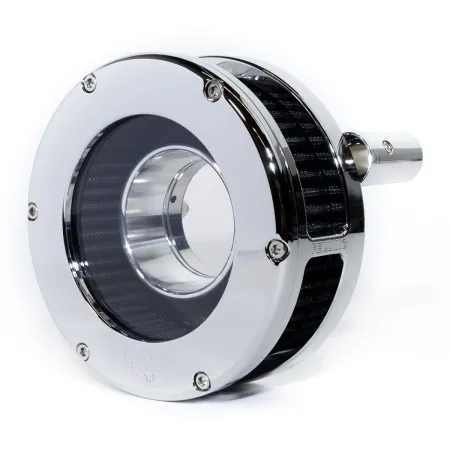 Feuling BA Slim Air Cleaner Kit With Clear Cover In Chrome Finish With Black Filter For Harley Davidson 1999-2017 Twin Cam Models (Exc. E-Throttle & 99-01 FLT) (5548-S)