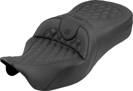 Saddlemen King Lattice Stitched Roadsofa Seat With Black Stitching For Harley Davidson 2008-2025 FLHR, FLHT, FLHX & FLTR Touring Models (Does Not Fit 2023-2025 CVO Models) (808-07B-182S00)