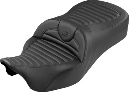 Saddlemen King Tuck N Roll Roadsofa Seat With Black Stitching For Harley Davidson 2008-2025 FLHR, FLHT, FLHX & FLTR Touring Models (Does Not Fit 2023-2025 CVO Models) (808-07B-202S00)