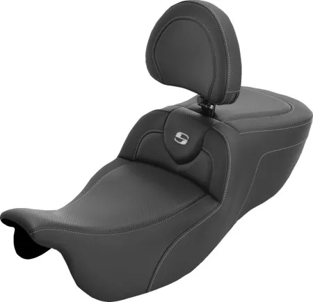 Saddlemen Extended Reach Carbon Fiber Roadsofa Seat With Drivers Backrest For Harley Davidson 2015-2025 Freewheeler & Road Glide 3 Models (815-07-186BR)