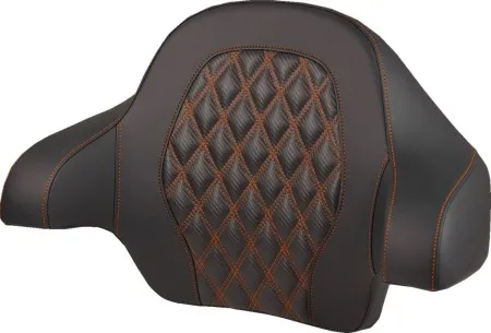 Saddlemen Lattice Stitched Carbon Fiber Tour Pak Backrest Pad With Orange Stitching For Harley Davidson 2014-2025 FLHR, FLHT, FLHX & FLTR Models (814-07-20703)