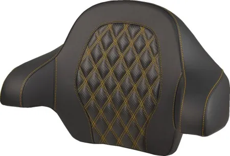 Saddlemen Lattice Stitched Carbon Fiber Tour Pak Backrest Pad With Gold Stitching For Harley Davidson 2014-2025 FLHR, FLHT, FLHX & FLTR Models (814-07-20707)