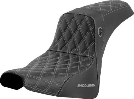Saddlemen Carbon Fiber Pro Series SDC Performance Grip Seat With Silver Stitching For Harley Davidson 2018-2025 FXBB Street Bob & FXST Standard Models (SC81830SIL)