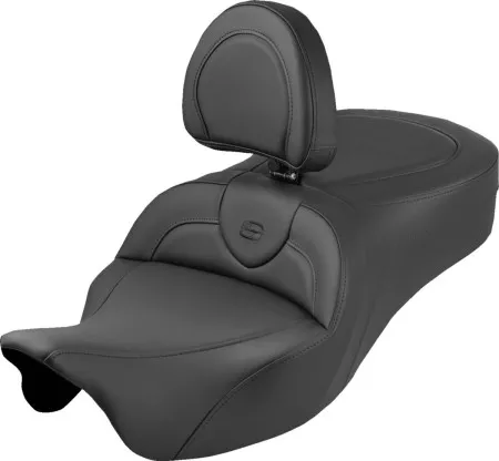Saddlemen Roadsofa King Seat With Drivers Backrest For Harley Davidson 2008-2025 FLHR, FLHT, FLHX & FLTR Touring Models (Does Not Fit 2023-2025 CVO Models) (808-07B-187SBR)